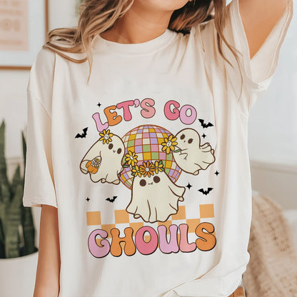 Petthouse | Halloween Let's Go Ghouls Shirt, Groovy Ghost Halloween T-shirt, Spooky Season Shirt