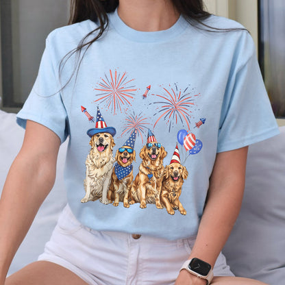 Petthouse | Golden Retriever 4th Of July Shirt, Independence Day Shirt, Dog Mom Fourth Of July