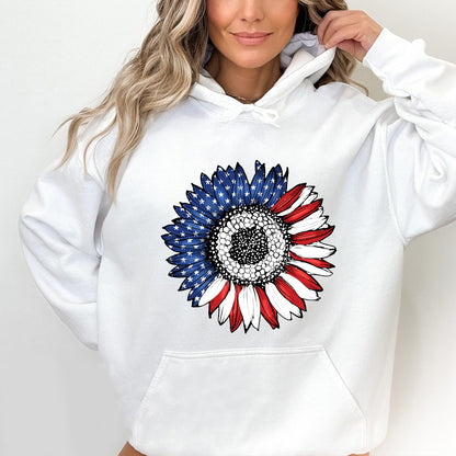 Petthouse | America Sunflower Shirt, Usa Flag Flower 4th Of July Flag Graphic Shirt