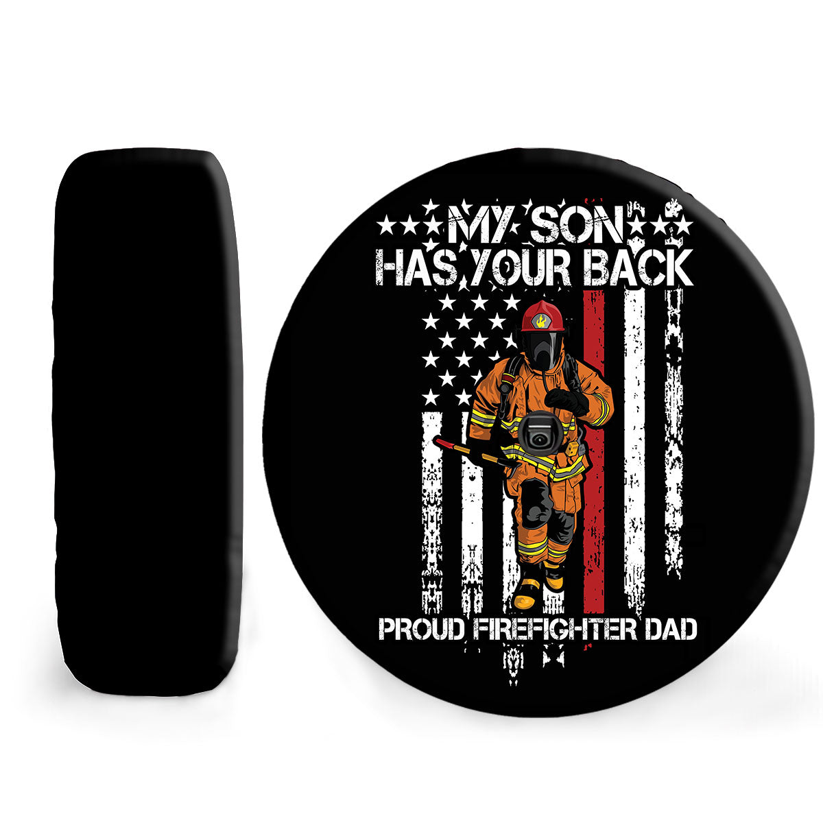 Petthouse | Proud Firefighter Dad Usa Flag Spare Tire Cover Firefighter Son Tire Protector Fireman Hero Truck Cover