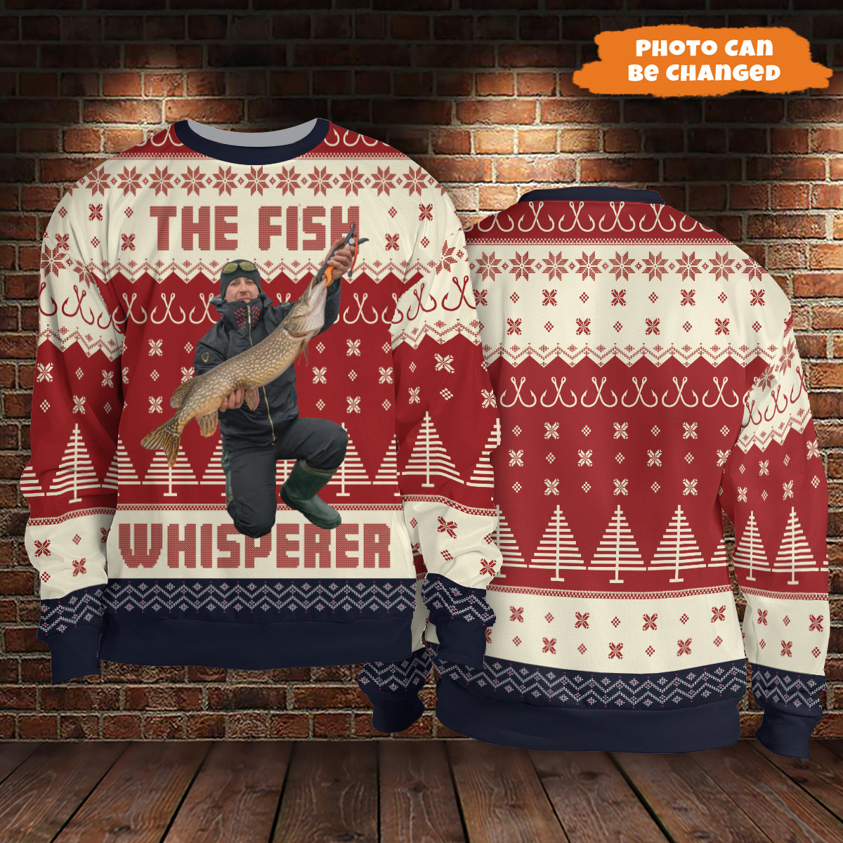 Petthouse | Personalized Photo Proud Angler Fishing Sweatshirt, The Fish Whisperer, Christmas Ugly Shirt