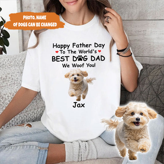 Petthouse | Personalized Dog Happy Father's Day To The World's Shirt, Pet Photo Best Dog Dad