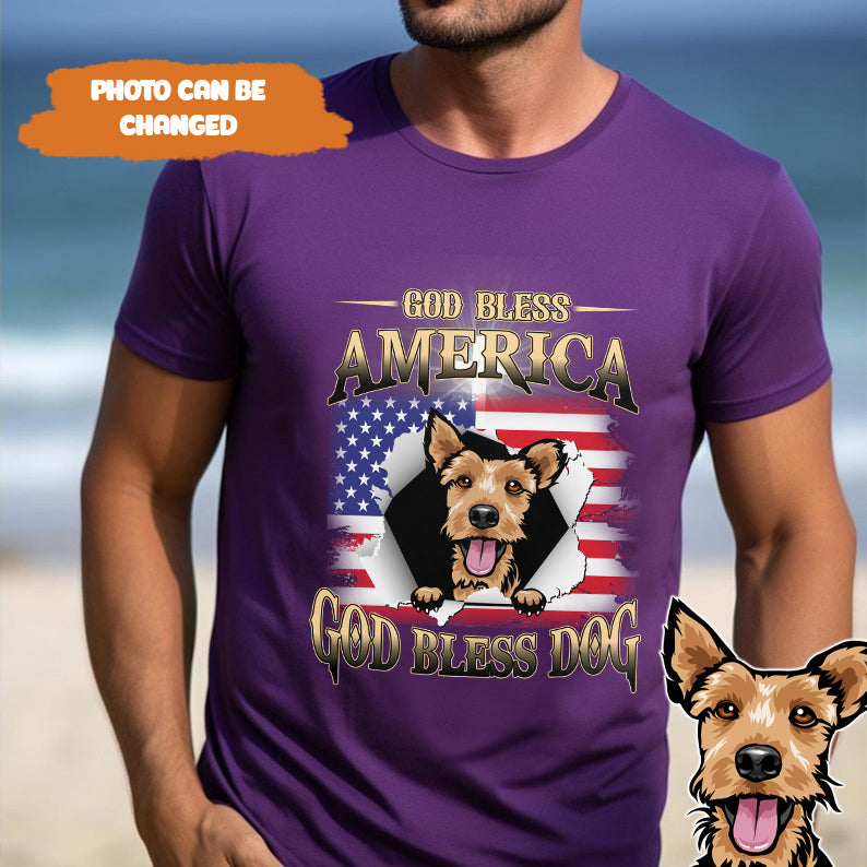 Petthouse | Custom Dog Jesus God Bless America Shirt, 4th Of July Dog Shirt, Gift For Dog For Dad