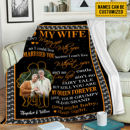 Petthouse | Personalized Name To My Wife Throw Blanket, Wedding Anniversary Blanket, Old Couple Travel Blanket