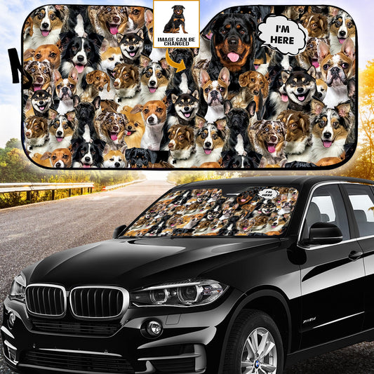 Petthouse | Customize Gift Rottweiler I’m Here Car Sunshade Dog Sunshade Car Sun Shade Windshield