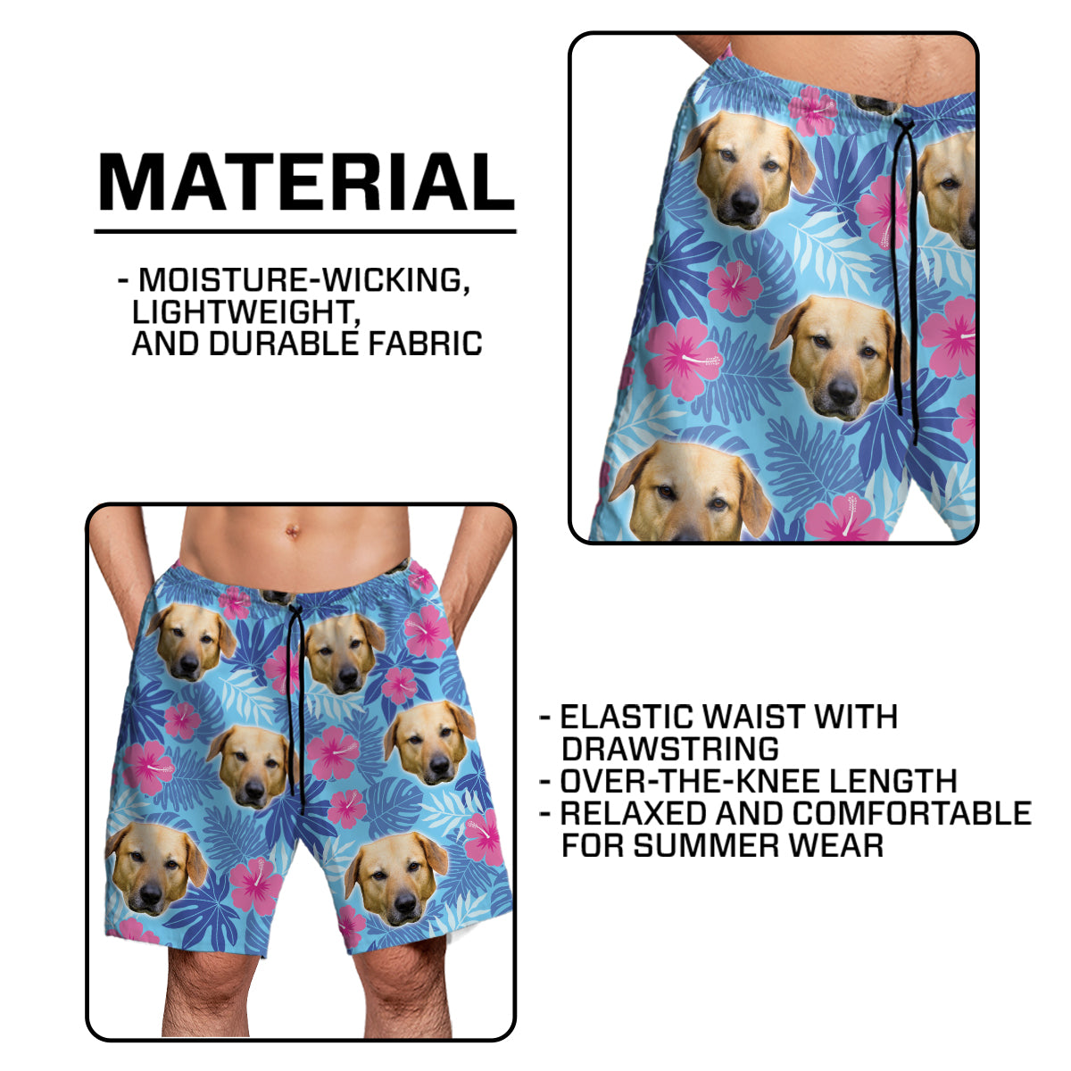 Customized Photo Hawaiian Shirt, Dog Cat Photo Hawaiian Shirts, Funny Button Down Shirt, Tropical Hawaiian Shirt & Shorts