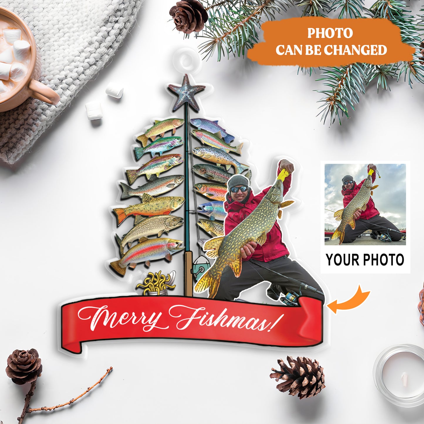 Petthouse | Personalized Fishing Christmas Ornament, Merry Fishmas, Proud Fisherman, Fish Species