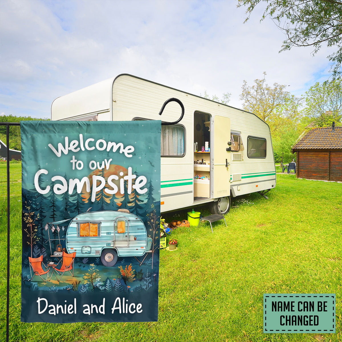 Petthouse | Personalized Camping Flag, Custom Garden Flag, Welcome To Our Camper Flag, Campsite Flag, Camping Gift