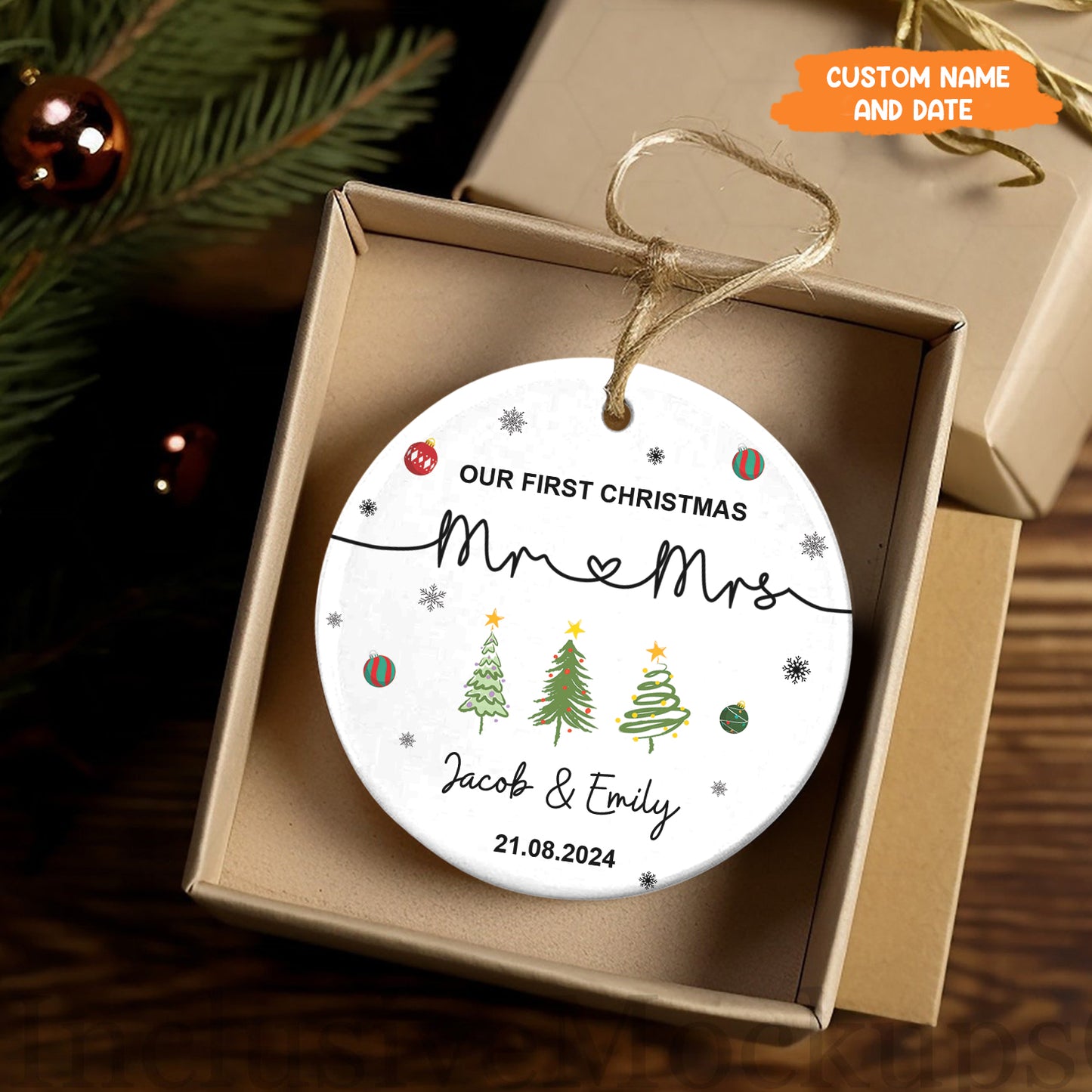 Petthouse | Personalized Our First Christmas As Mr & Mrs Ornament, First Married Xmas Ornament 2025