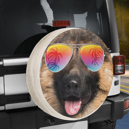 Petthouse | German Shepherd Camper Tire Cover Dog Summer Glasses Spare Wheel Cover Summer Vacation Trip