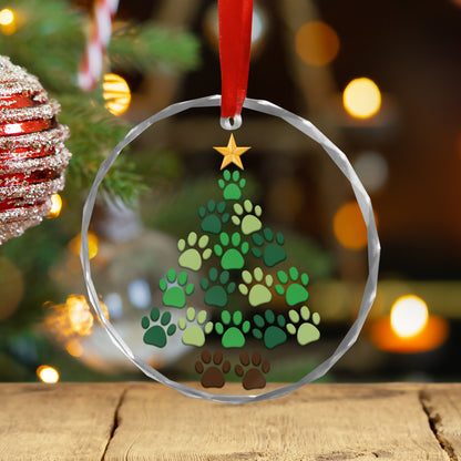 Petthouse | Glass Ornament, Dog Paw Footprint Christmas Tree, Puppy Christmas Gift