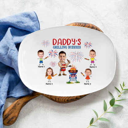 Petthouse | Personalized Daddy's Drilling Buddies Grilling Plate Independence Day, Daddy Grilling Plate, Independence Day Gift