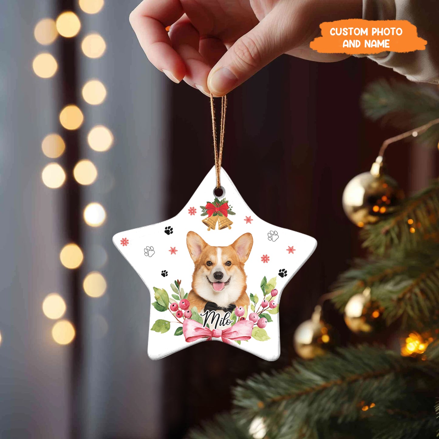 Petthouse | Personalized Pet Ornament, Dog Christmas Ornament, Pet Portrait Name Gift, Gift For Dog Mom