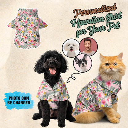 Petthouse |  Personalize Face Tropical Flower Summer Hawaiian Shirt, Family Beach Party