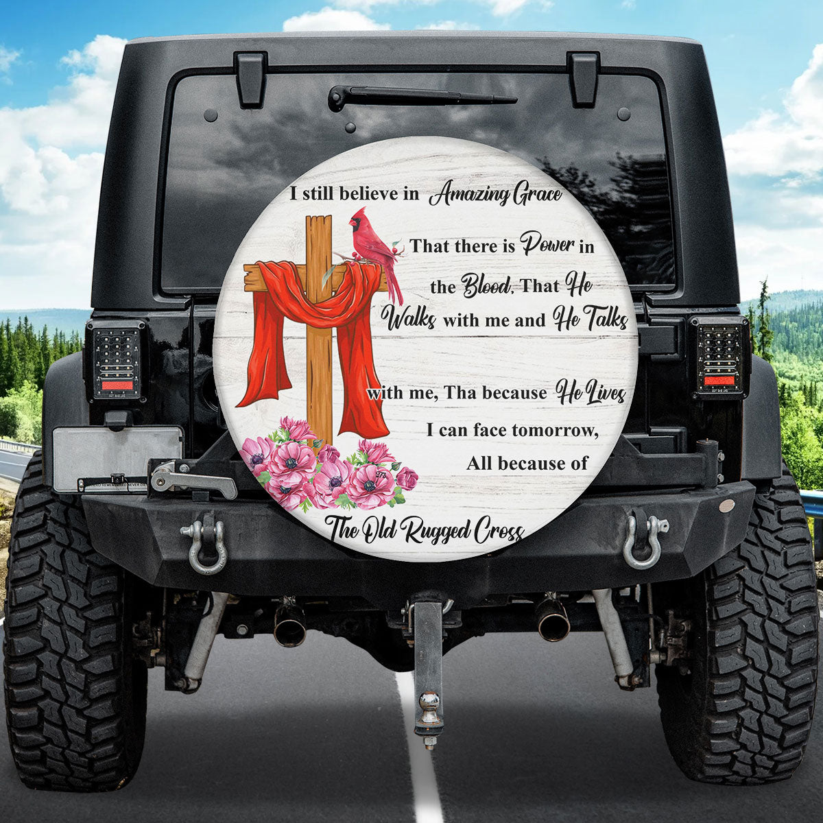 Petthouse | The Old Rugged Cross Spare Tire Cover Jesus Believer Tire Protector Christian Cross Christmas Gift