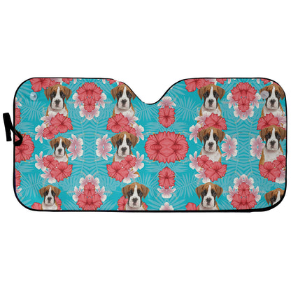 Petthouse | Dog Sunshade Custom Photo Sun Shade Boxer Hawaii Pattern Car Sun Shade Windshield Sun Visor