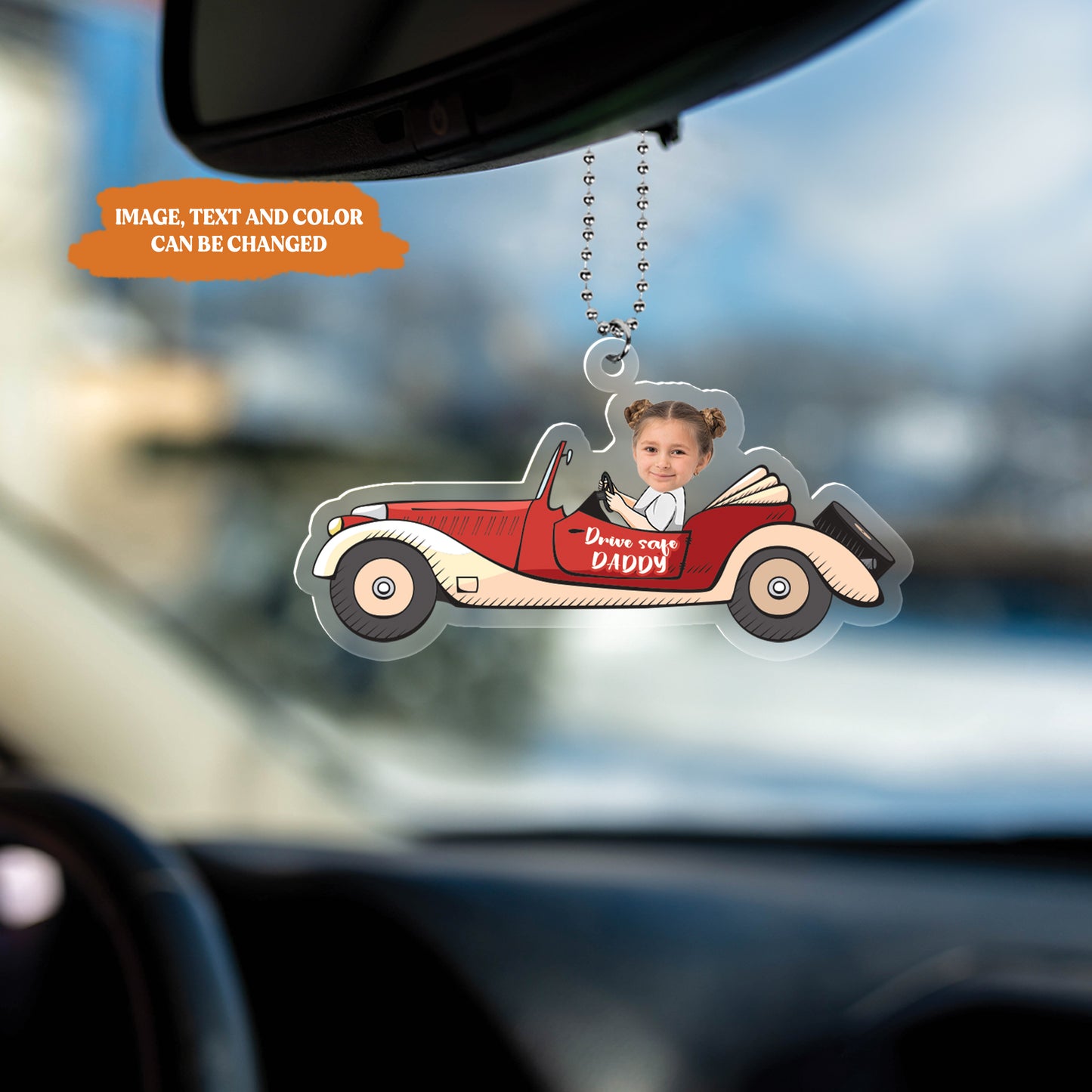 Petthouse | Custom Photo Drive Safe Daddy Ornament For Car, Birthday Gift Idea For Daddy, Funny Baby