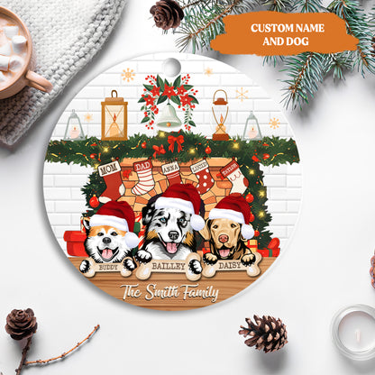 Petthouse | Custom Pet Family Christmas Ornaments, Family Acrylic Ornament With Pets, Fireplace With Family