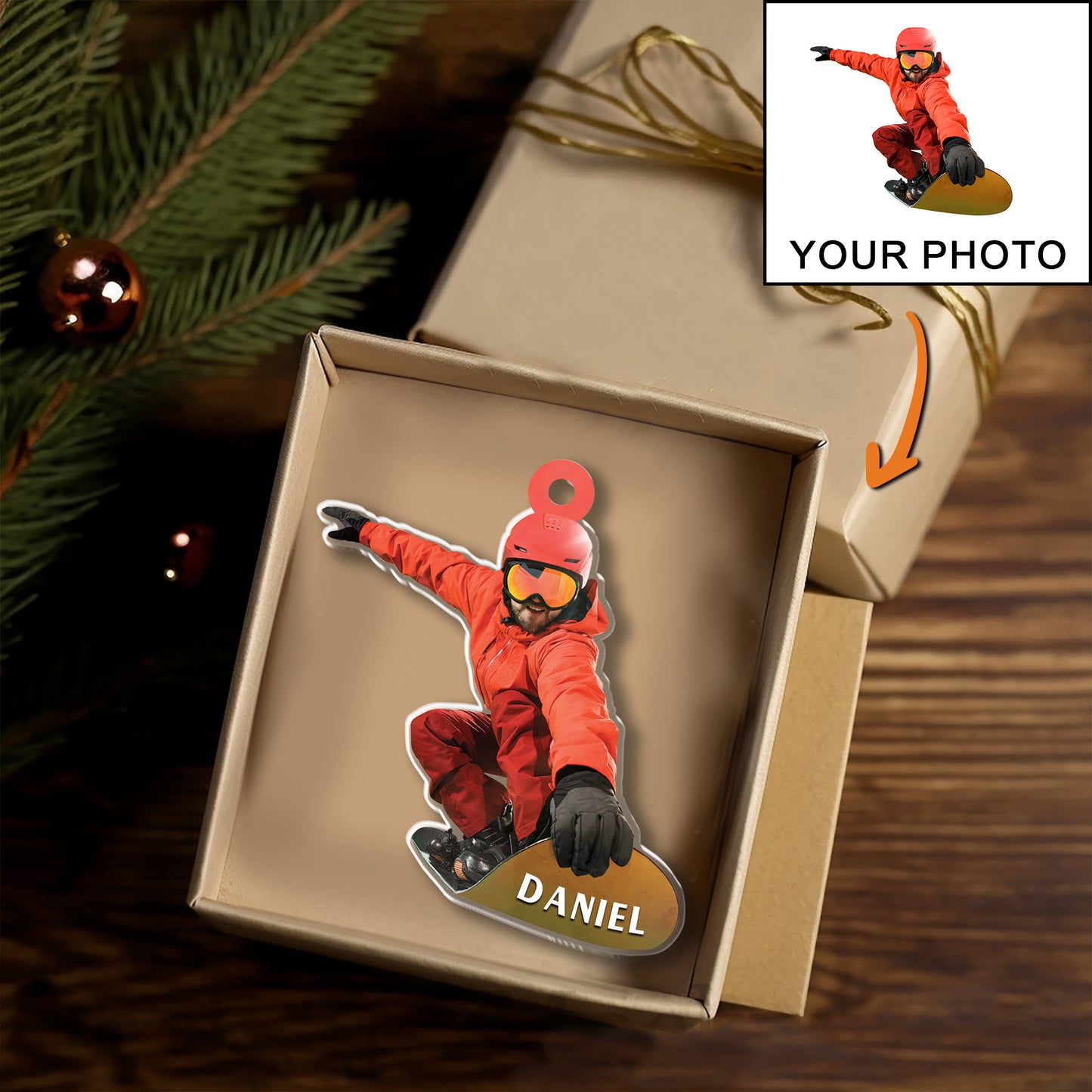 Petthouse | Personalized Snowboarding Player Ornament, Skis Christmas Ornament, Gift For Kids, Snowboarder