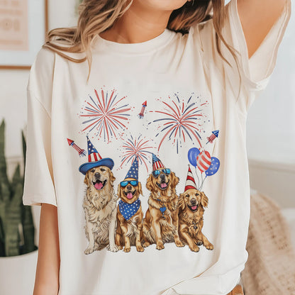 Petthouse | Golden Retriever 4th Of July Shirt, Independence Day Shirt, Dog Mom Fourth Of July