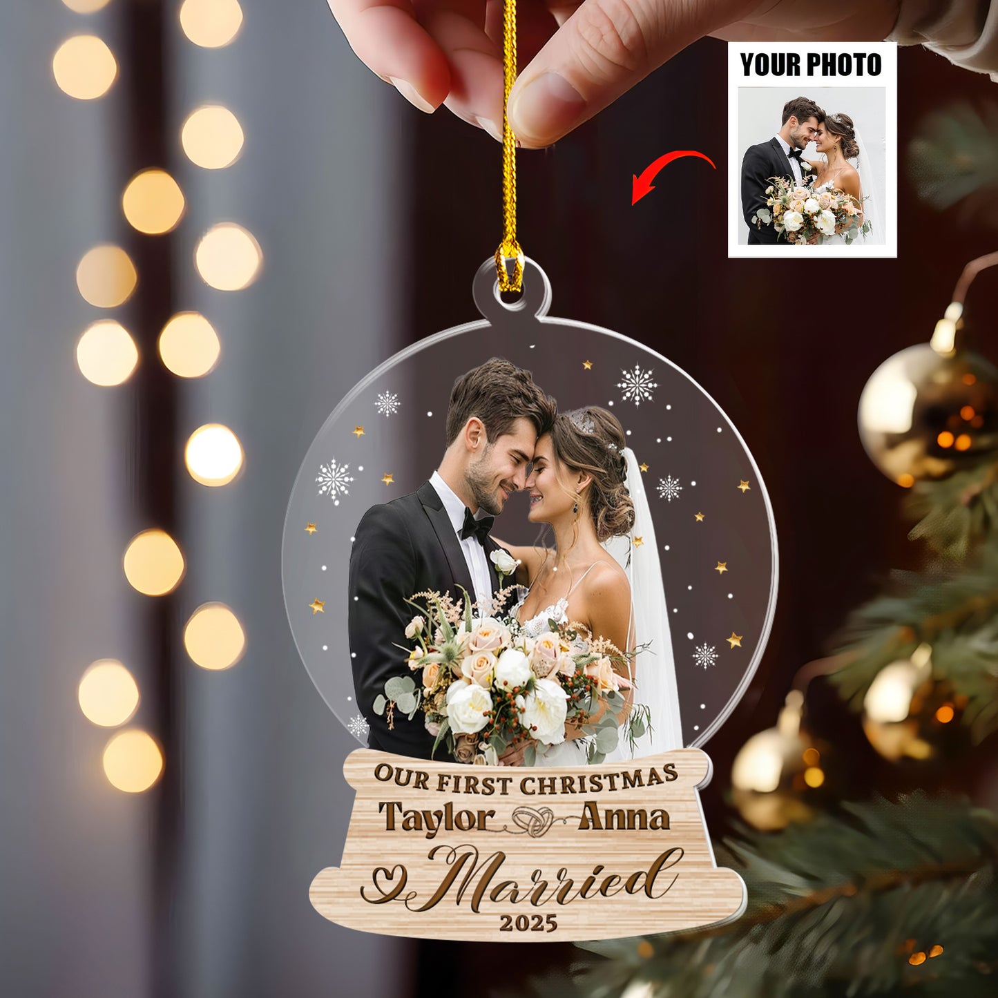 Petthouse | Personalized Couple Ornament, First Christmas Married Ornament, Married Keepsake, Xmas Ornaments