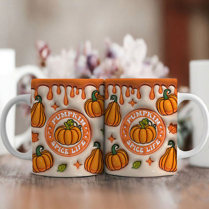 Petthouse | Pumpkin Spice Life 3d Inflated Mug Wrap, Fall Pumpkin Spice Mug , Pumpkin Spice Coffee