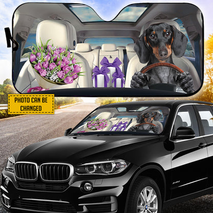 Petthouse | Dog Sunshade Customized Windshield Sunshade Dachshund Gift To Dog Mom Car Sun Shade Windshield