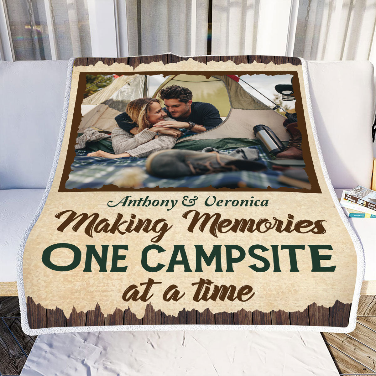 Petthouse | Personalized Photo Husband & Wife Fleece Blanket, Camping Partners For Life Throw Blanket, Camping Couples