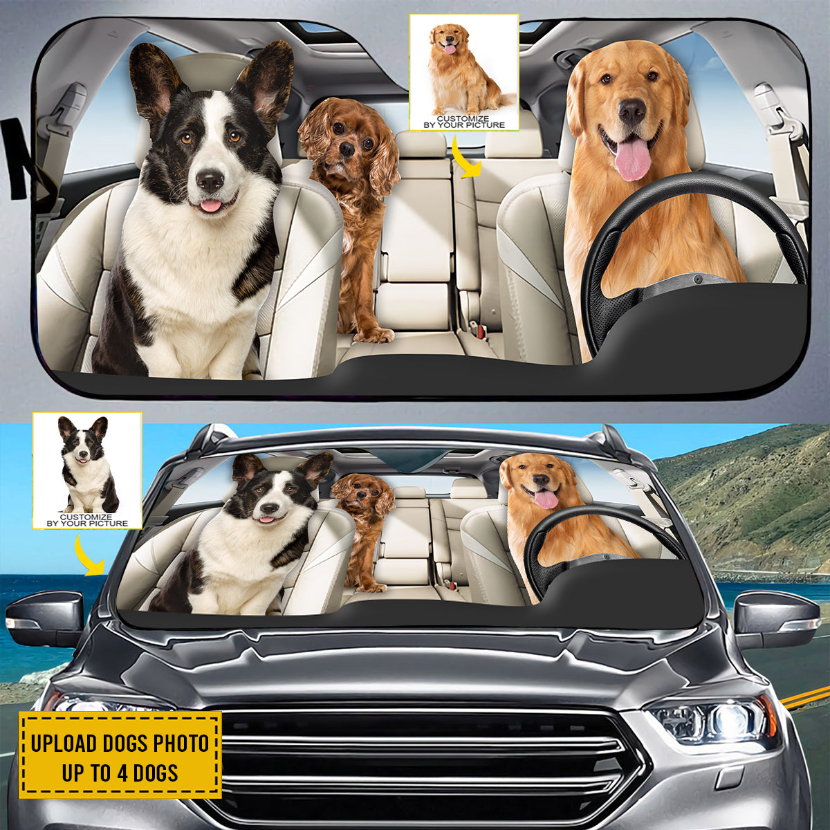 Petthouse | Dog Sunshade Windshield Sun Shade Custom Photo Sunshade For Car Pet Owner Gift Windshield Cover