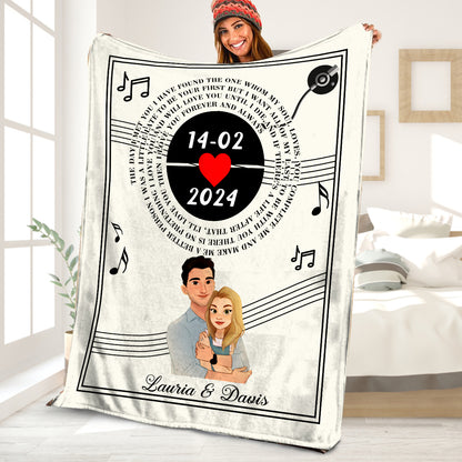 Petthouse | Personalized Couple Chibi The Day I Met You Fleece Blanket To My Wife, Girlfriend Valentines Day