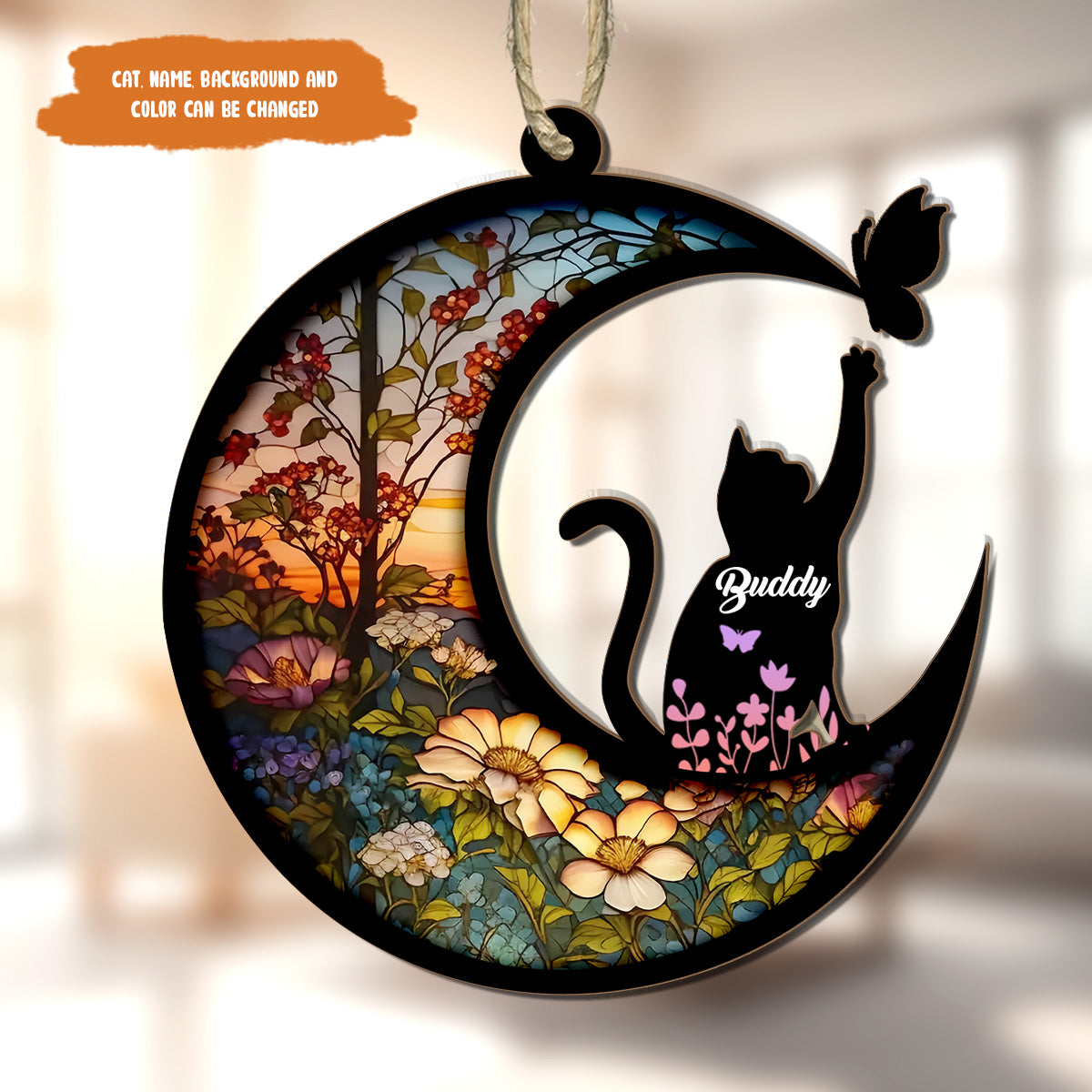 Petthouse | Personalized Cat Memorial Suncatcher Ornament, Loss Of Cat Sympathy Gift, Cat Breed Memorial