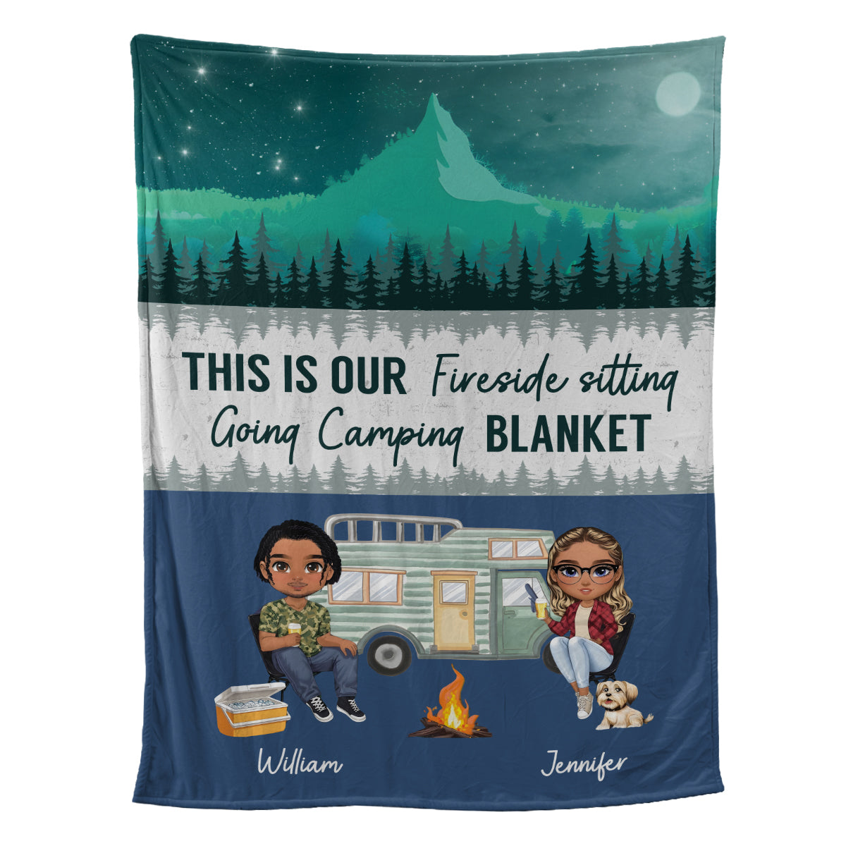 Petthouse | Personalized Camping Couple Blanket, Camping Lover Fleece Blanket, Camper Throw Blanket, Nature Lover