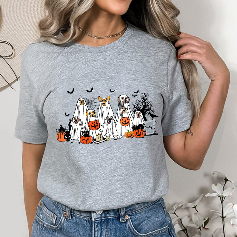 Petthouse | Halloween Ghost Dog Shirt, Happy Halloween Spooky Season Shirt, Dog Ghost Boo Crew Shirt