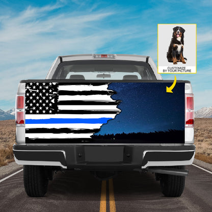 Petthouse | Tailgate Wrap Police Bernese Mountain The Thin Blue Line Tailgate Wrap US Flag Truck Tailgate