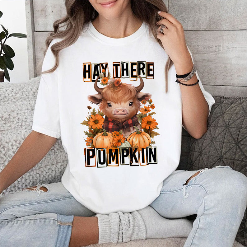 Petthouse | Hay There Pumpkin Cow Shirt, Autumn Fall Thanksgiving, Housewarming Gift, Spooky Vibes