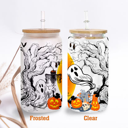 Petthouse | Halloween At The Witches Forest Vintage Glass Can, Halloween Spooky Vibes, Iced Coffee Cup