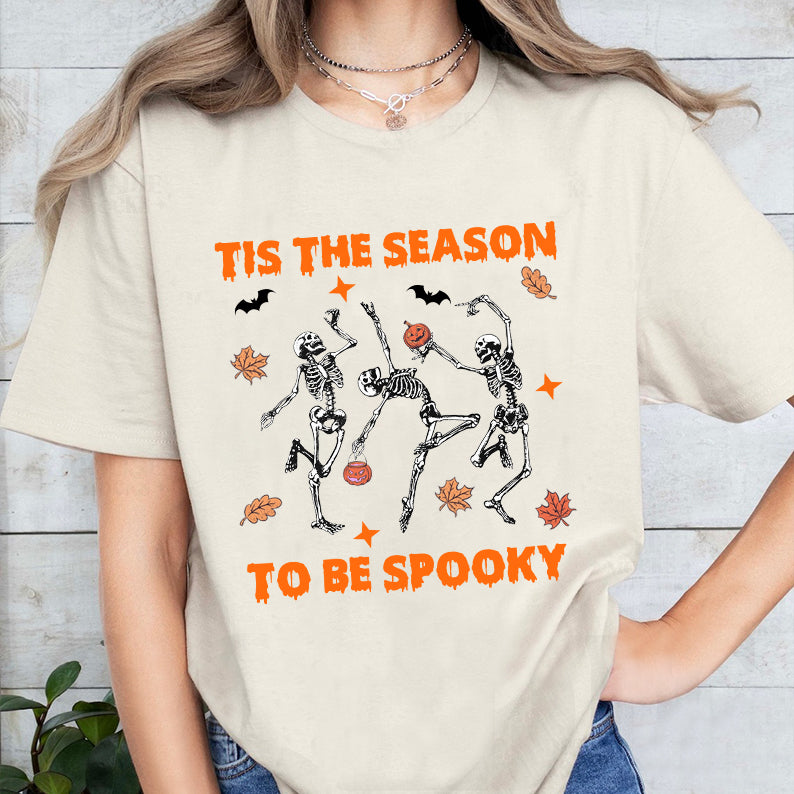 Petthouse | Dancing Skeleton Pumpkin It Shirt, Spooky Season Skeleton Shirt, Spooky Vibes Halloween