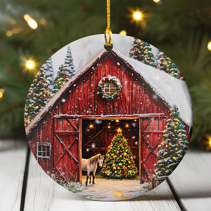 Petthouse | Personalized 2025 Red Barn Christmas Ornament, Farmhouse Ornament, Red Barn Ornament