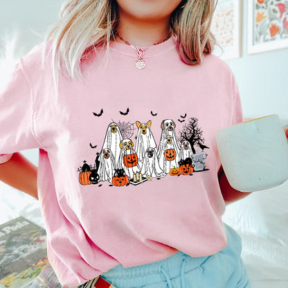 Petthouse | Halloween Ghost Dog Shirt, Happy Halloween Spooky Season Shirt, Dog Ghost Boo Crew Shirt