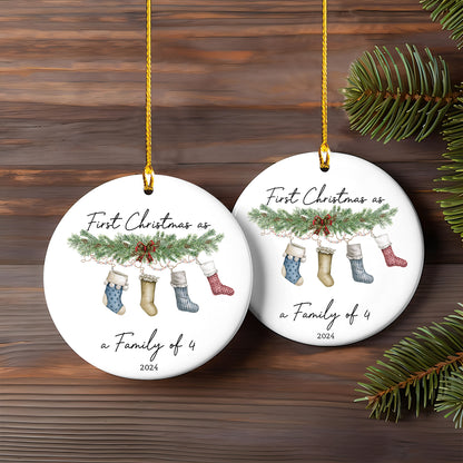 Petthouse | Personalized First Christmas As A Family Of 4 Ornament, First Christmas Bauble, Baby First Xmas