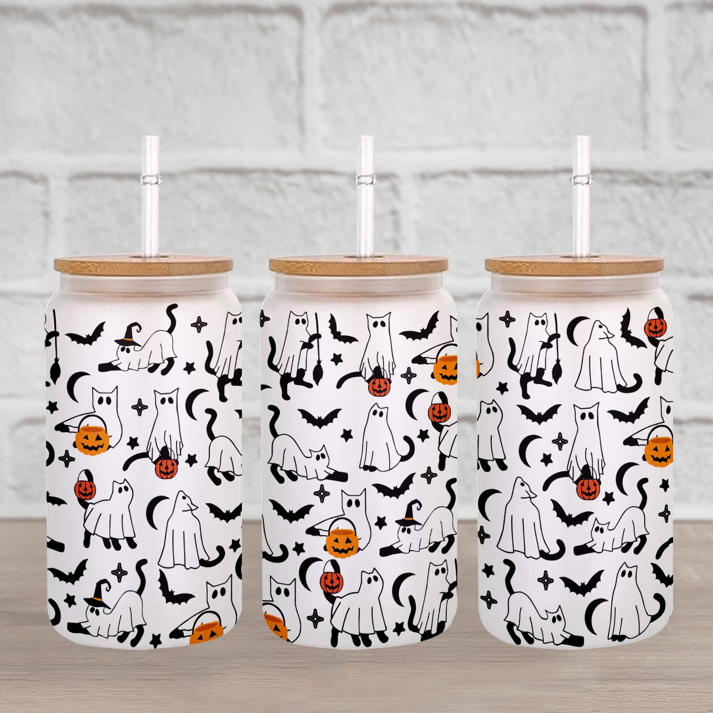 Petthouse | Ghost Cat Glass Can, Boo Ghost Cat Cup, Ghost Cat Spooky Vibes Mug, Ghost Cat Coffee Mug