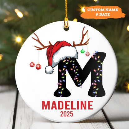 Petthouse | Personalized Letter Name Ornament Family Christmas Ornament, Monogram Alphabet Xmas Ornament