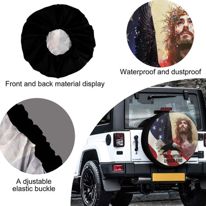 Petthouse | Jesus Watercolor Art Durable Tire Protector Faith Gift One Nation Under God Spare Tire Cover