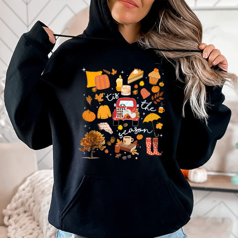 Petthouse | Fall Tis The Season Shirt, Fall Vintage Halloween Doodles T-shirt, Halloween Things Shirt