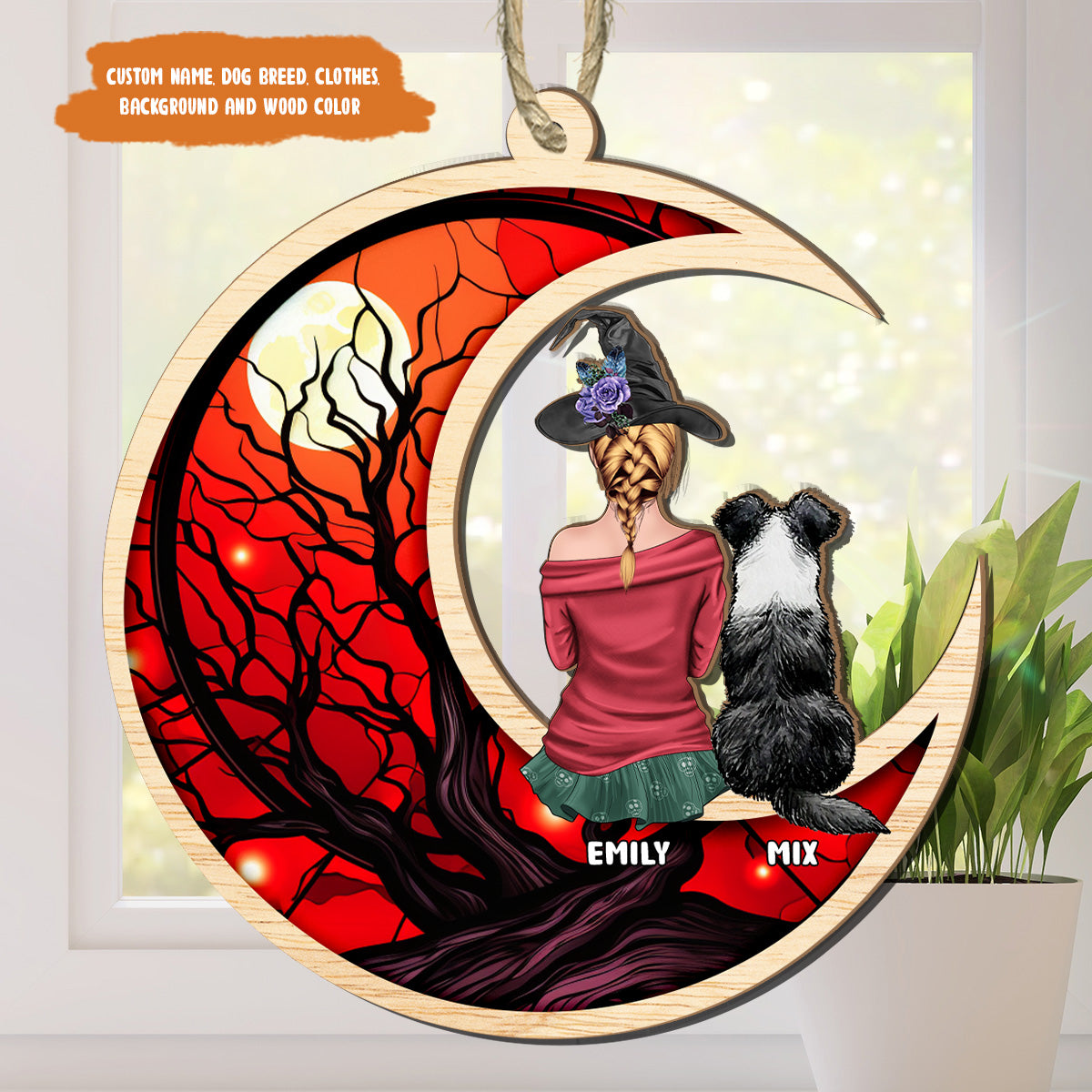 Petthouse | Customized Dog Memorial Halloween Suncatcher, Halloween Gift, Dog Remembrance Gift For Mom