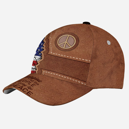 Petthouse | Cross Sunflower American Flag Classic Cap Imagine All The People Living Life In Peace