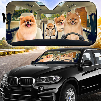 Petthouse | Pomeranian Sunshade Dog Car Sun Visors For Windshield Dog Mom Dog Dad Gift Car Accessories