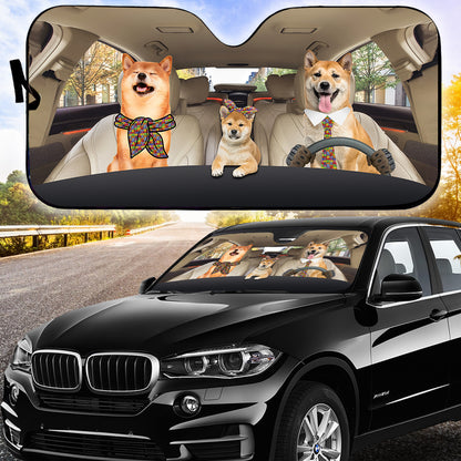 Petthouse | Shiba Inu Dog Driver Car Auto Sun Shade Autism Awareness Sun Shade Car Windshield Car Decor