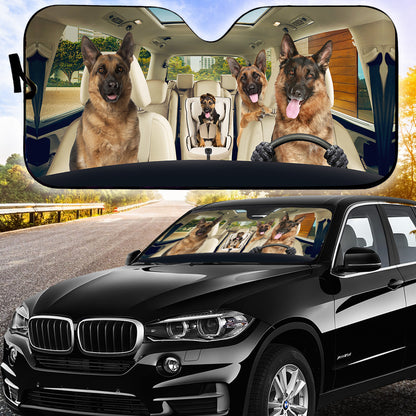 Petthouse | German Shepherd Family Sunshade Dog Car Accessories Car Sun Visors For Windshield Dog Lover Gift