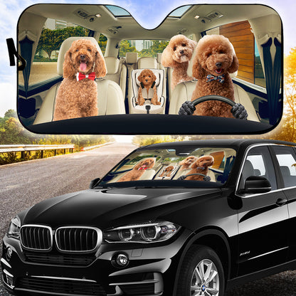 Petthouse | Toy Poodle Curly Dog Car Sun Shade Dog Mom Dog Dad Car Accessories Auto Sunshade